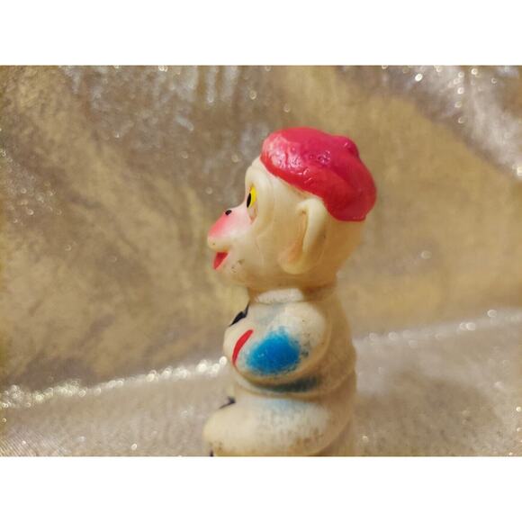 Vintage 50s 60s Small Rubber Monkey Toy Figure Red White Blue Animal No Squeak - Picture 5 of 16